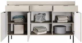 Sentia komód 157 cm, háromajtós három fiókkal - kasmír / fekete