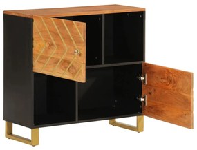 barna és fekete tömör mangófa kisszekrény 80x33,5x75 cm