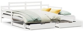 fehér kihúzható heverő fiókokkal matrac nélkül 80 x 200 cm