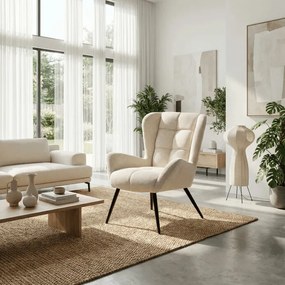 Füles fotel, bézs, szövet, AK-H9206 CRM2