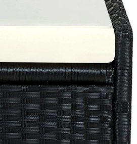 fekete polyrattan napozóágy párnával