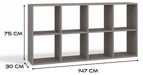 Malax 2x4 polc, 147x75x30 cm, agyag színű