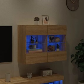 sonoma tölgy színű fali TV-szekrény LED-del 78,5 x 30 x 60,5 cm