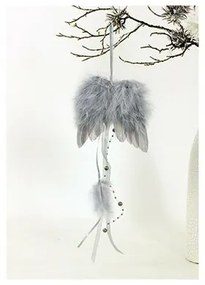 Angyalszárnyak tollakból 12 x 35 cm, szürke