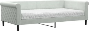 vidaXL világosszürke szövet kanapéágy matraccal 100 x 200 cm