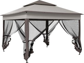 Outsunny Összecsukható Pavilon Kerttábor B oldalfalakkal, Napernyő Kert Pavilon hordtáskával, Világosszürke 3.25 x 3.25 x 2.7 m | Aosom