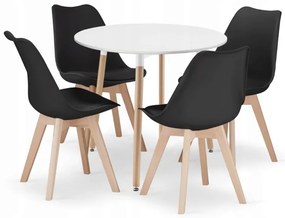 Étkezőgarnitúra 1+4, KAMI fehér asztal 80x80 + BALI MARK fekete székek