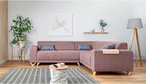 Rózsaszín kinyitható-tárolóhelyes sarokkanapé (jobb oldali-L alakú) Classy Sophie – Miuform