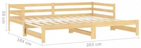 tömör fenyőfa kihúzható kanapéágy 2 x (90 x 200) cm