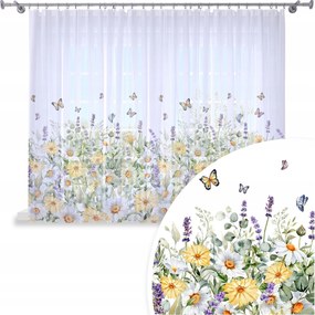 Függöny Kész 300x160 Fátyol Festett Mintás Béka Virágok 807