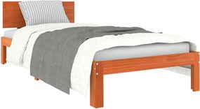 vidaXL Ágykeret fejtámlával Faggyú barna 90 x 200 cm Tömör fenyőfa