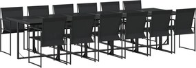 vidaXL 13 részes fekete textilén kerti étkezőgarnitúra