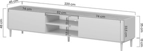 Elivo TV állvány 220 cm fém lábakon - eukaliptusz / baltic dune tölgy