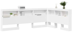 Tároló fejtámla polcokkal fejtámlával Fehér 120 cm Faanyag