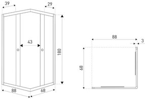 OLGA SQ 90x70 szögletes zuhanykabin zuhanytálca nélkül