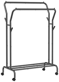 Gurulós ruhaállvány, fekete 153x54x103cm
