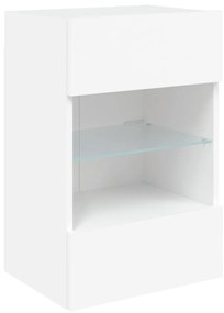 fehér falra szerelhető TV-szekrény LED-lámpákkal 40x30x60,5 cm