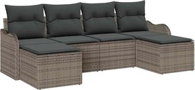 vidaXL Kerti Kanapé Szett tárolóval 6 pcs Szürke polirattan