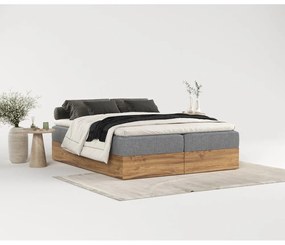 Szürke-natúr színű ágyneműtartós boxspring ágy 180x200 cm Faro – Maison de Rêve