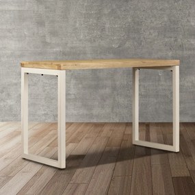 Tömör mangófa és acél étkezőasztal 115 x 55 x 76 cm