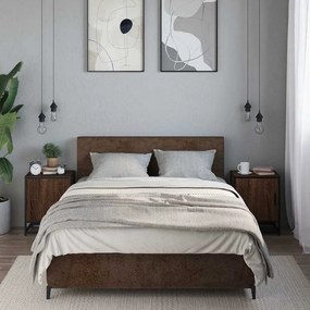 Éjjeliszekrények 2 db barna tölgy 40x31x50 cm műfából és fémből