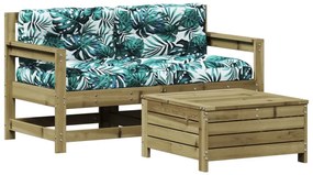 vidaXL 3 részes impregnált fenyőfa kerti ülőgarnitúra párnával