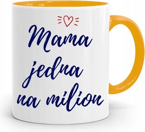 Sárga Bögre Ajándék Anyukáknak Egy A Millióból, fényképes nyomattal