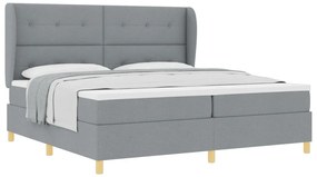 Boxspring Ágy Matrac nélkül, Világosszürke, 200x200 cm, Szövet