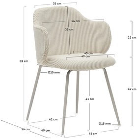 Bézs kordbársony étkezőszék szett 2 db-os Yunia – Kave Home