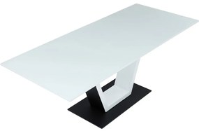 Kihúzható étkezőasztal 160+50x80x76,5, matt fehér, edzett üveg