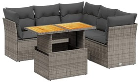 vidaXL 5 részes szürke polyrattan kerti ülőgarnitúra párnákkal