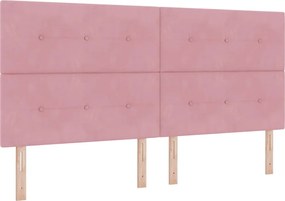 vidaXL LED Box Spring Ágy matracmal Rózsaszín 200 x 200 cm szövet