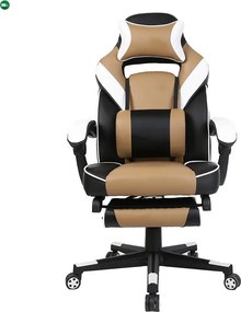 Irodai/gamer fotel, fekete/fehér/bézs, OZGE