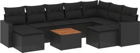 vidaXL 10 részes fekete polyrattan kerti ülőgarnitúra párnákkal