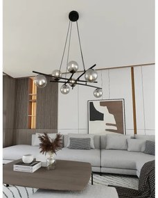 Csillár zsinóron ESSA 8xE14/10W/230V fekete/füstös