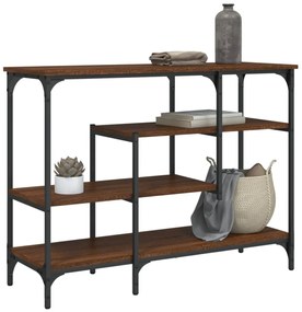 barna tölgyszínű tálalóasztal polcokkal 100 x 35 x 75 cm