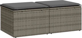 vidaXL 2 részes szürke polyrattan akácfa kerti ülőgarnitúra párnákkal