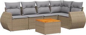 vidaXL 6 részes bézs polyrattan kerti ülőgarnitúra párnával