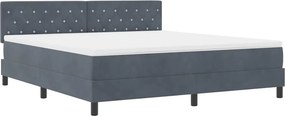 vidaXL LED Box Spring Ágy matracmal Sötétszürke 180 x 200 cm Bársony