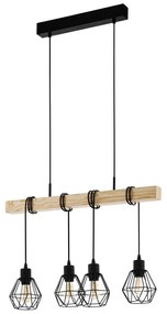 Fekete-natúr színű függőlámpa fém búrával TOWNSHEND 5 – EGLO