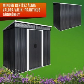 L méretű kerti szerszámtároló ablakkal, 200x125x180 cm, antracit Gardebruk