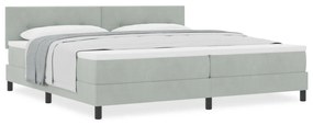 Boxspring Ágy Matraccal Világosszürke 200x200 cm Bársony