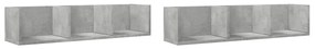 2 db betonszürke szerelt fa faliszekrény 75x18x16,5 cm