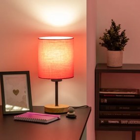 Brilagi - Asztali lámpa NUBILA WOOD 1xE27/25W/230V tölgy/rózsaszín