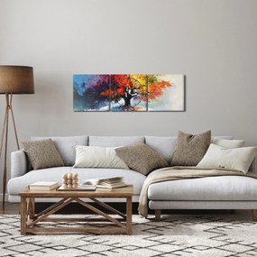 Kép - Színes fa (órával) (90x30 cm)