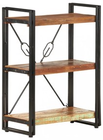 3 szintes tömör újrahasznosított fa könyvespolc 60 x 30 x 80 cm