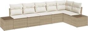 vidaXL Kerti Kanapé Szett párnával 6 pcs Beige és krém polirattan