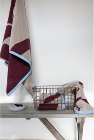 Borvörös-szürkésbézs frottír bio pamut törölköző szett 2 db-os 50x90 cm Nova Arte – Mette Ditmer Denmark