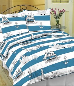 Tengerész pamut lepedők TiaHome - 1x Párna 90x70cm, 1x Paplan 140x220cm