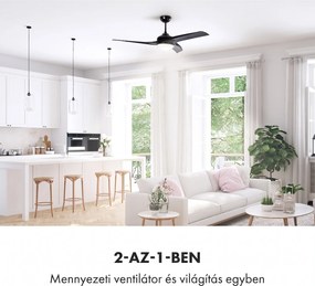 Klarstein Figo, mennyezeti ventilátor, 52" (132 cm) ø, teljesítmény: 55 W, fekete